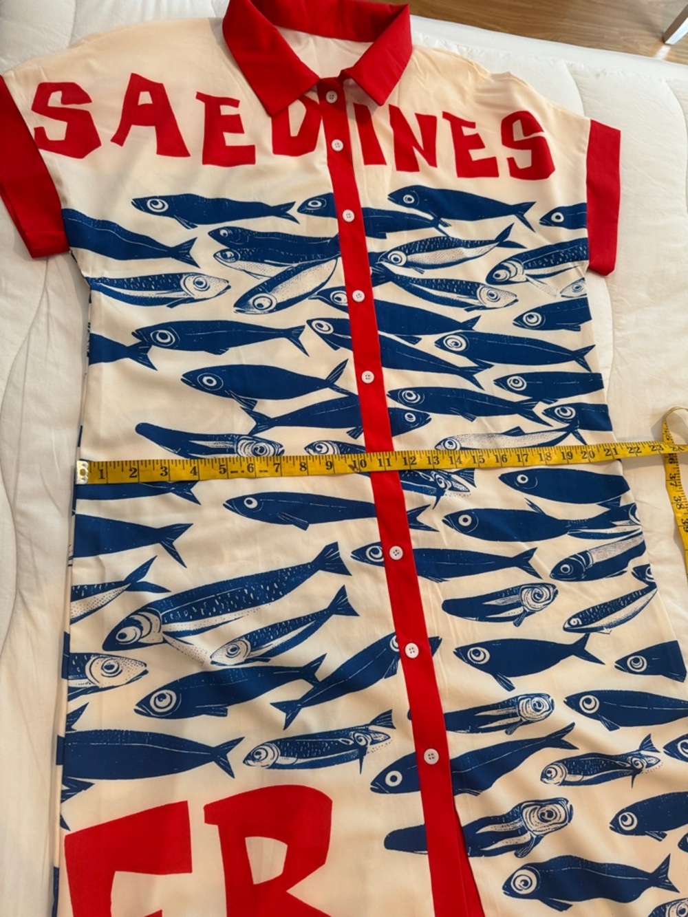 Fresh Sardines NWOT white and red dress with blue sardines - Picture 8 of 10